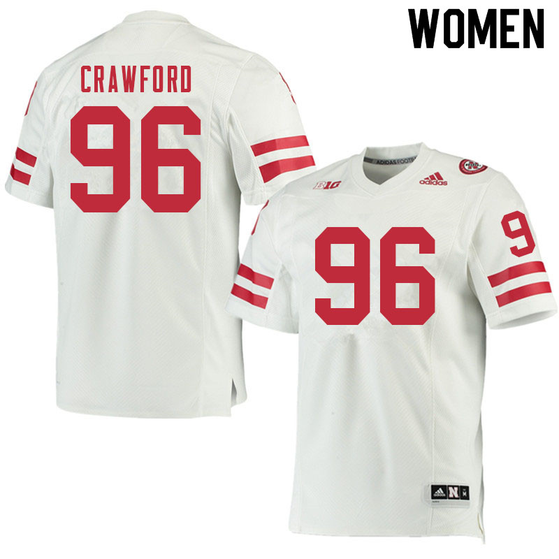 Women #96 Tyler Crawford Nebraska Cornhuskers College Football Jerseys Sale-White - Click Image to Close